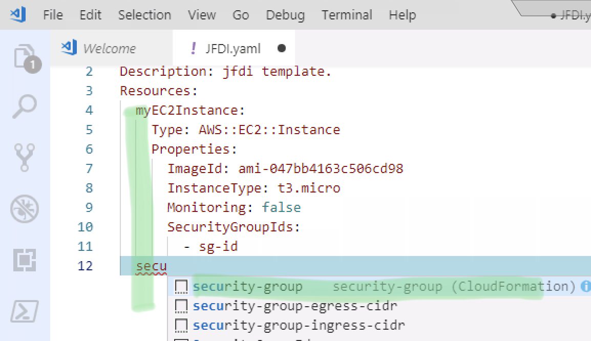 adding sec group snippet, showing misalign